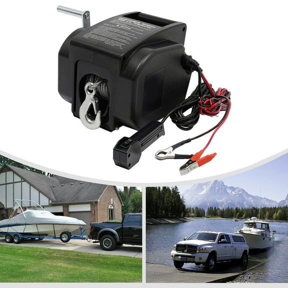 2000 lbs Boat Winch 9.6*7.7*10in For Towing Yachts And Boats 300W 12V Black Electric Boat Winch, Electric Trailer Winch