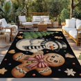 thumbnail image 2 of Black Christmas Outdoor Rug for Patio/Deck/Porch, Non-Slip Large Area Rug 5 x 7 Ft, Xmas Tree Gingerbread Snowman Winter Indoor Outdoor Rugs Washable Area Rugs, Reversible Camping Rug Carpet Runner, 2 of 8