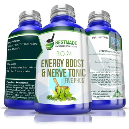 Energy Boost and Nerve Tonic Natural Remedy (Bio24) Lactose Free - Sugar (Best Remedy For Pinched Nerve In Neck)