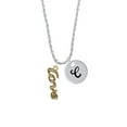 thumbnail image 2 of Delight Jewelry Goldtone Crystal Script ''Love'' Silvertone Script Initial Disc - C - Charm Necklace, 20"+3", 2 of 4