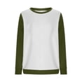 thumbnail image 4 of KIHOUT Spring Winter Womens Tops Fashion Long Sleeve Round Neck Solid Color Block Blouse Causal Pullover Tops, 4 of 6