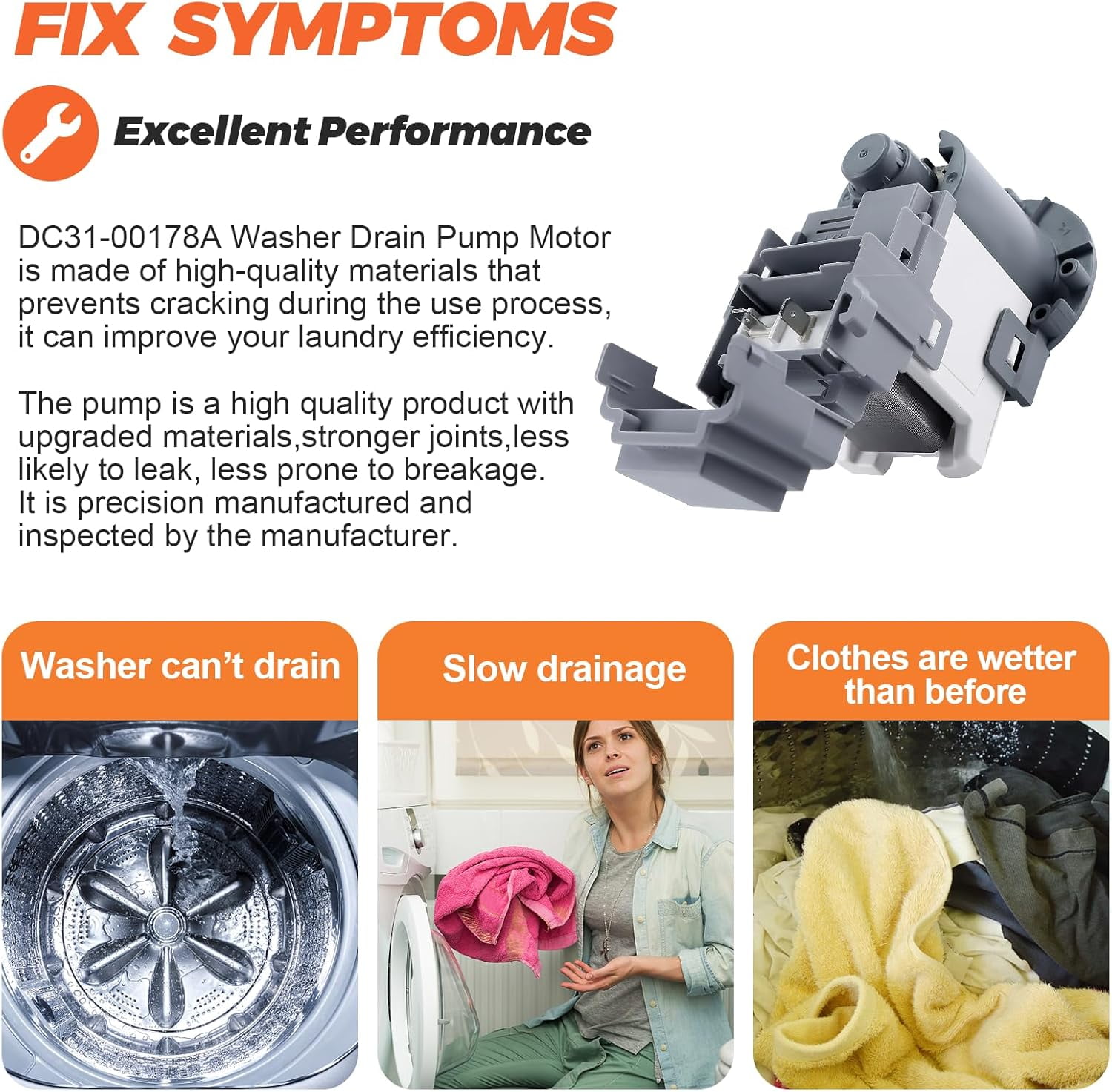 DC31-00178A DC31-00187A PX3516-01 Washer Drain Pump for SAMSUNG Washing Machine-Replaces DC31-00178D B35-3a