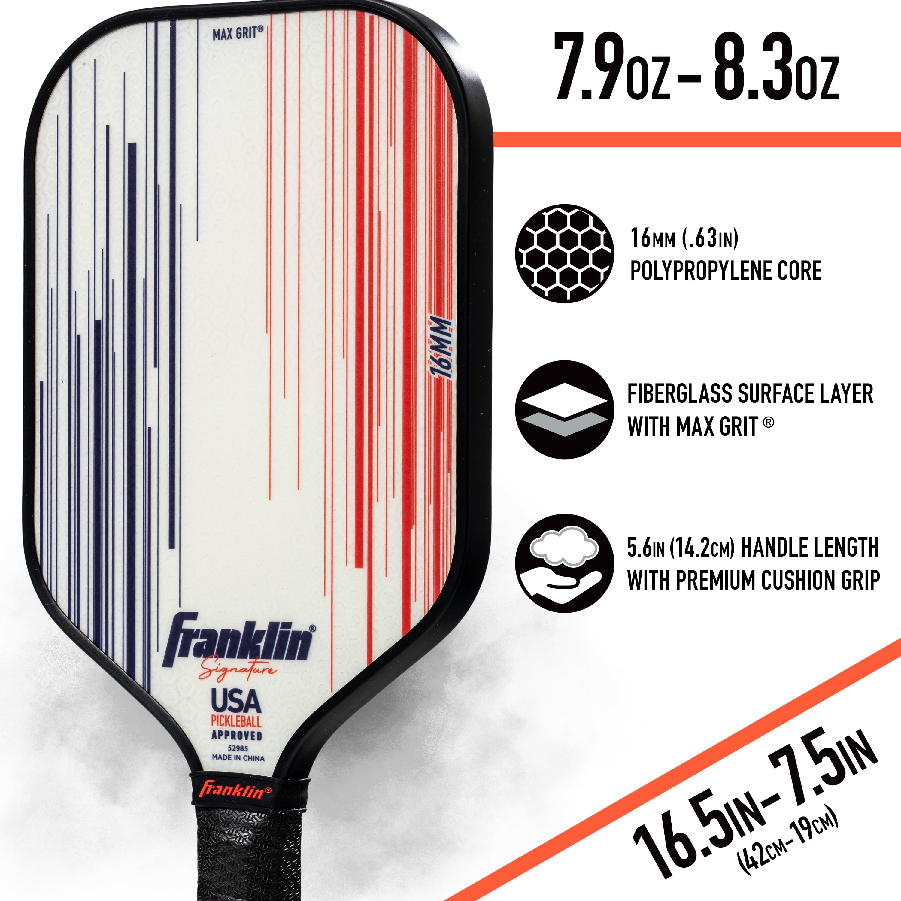 Franklin Sports, Signature Pro Pickleballs, 16mm Poly Core, White 