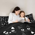 thumbnail image 4 of Manfei Funny Cat Queen Comforter Set, Kawaii Graffiti Animal Comforter Sets Queen, Black White, Black Reversible, 3-Piece, 1 Comforter and 2 Pillowcases, 4 of 7