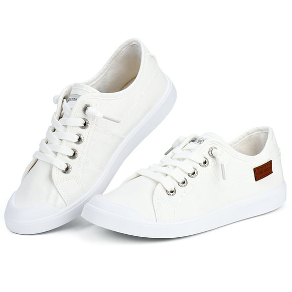 JENN ARDOR Women's Fashion Canvas Shoes Casual Low Top Lace Up Comfort Sneakers Breathable Platform Loafers Walking Flats