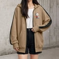 thumbnail image 2 of Xudanell Oversized Hoodies for Women Drawstring Pocket Zip up Womens Winter Jackets Coffee XXL, 2 of 4