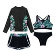 thumbnail image 3 of Alvivi Kids Girls Swimsuit UPF 50+ 4PCS Rash Guard Swimwear Sunsuits Beach Bathing Suits Black 12, 3 of 7