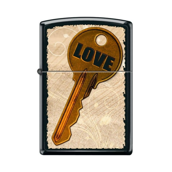 Zippo Lighter - Personalized Custom Message Engraved on Backside for Love Key Black Matte #Z5141