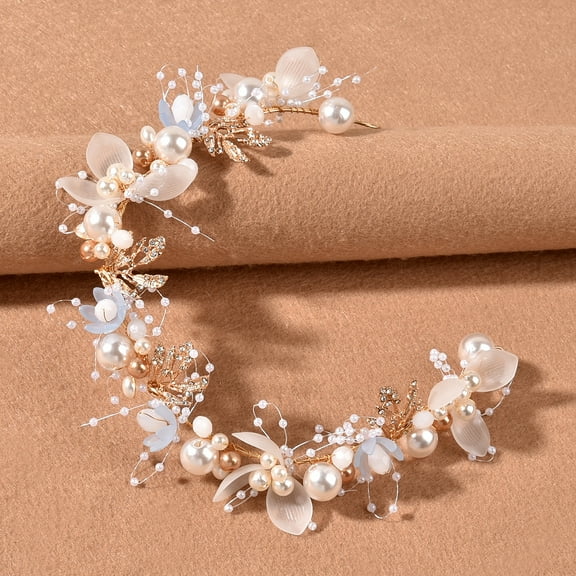 Namzi Bridal Flower Wedding Hair Pins Crystal Pearl Hair Combs Clips Headpiece Gold Wedding Hair Accessories Jewelry with Rhinestone for Brides Bridesmaids Women Girls (Blue)