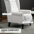 thumbnail image 5 of Homcom Button-Tufted Accent Chair with High Wingback,Rounded Cushioned Armrests and Thick Padded Seat,Cream White,Cream White Fabric Furniture Primary Living Space Chairs Accent Seating, 5 of 10