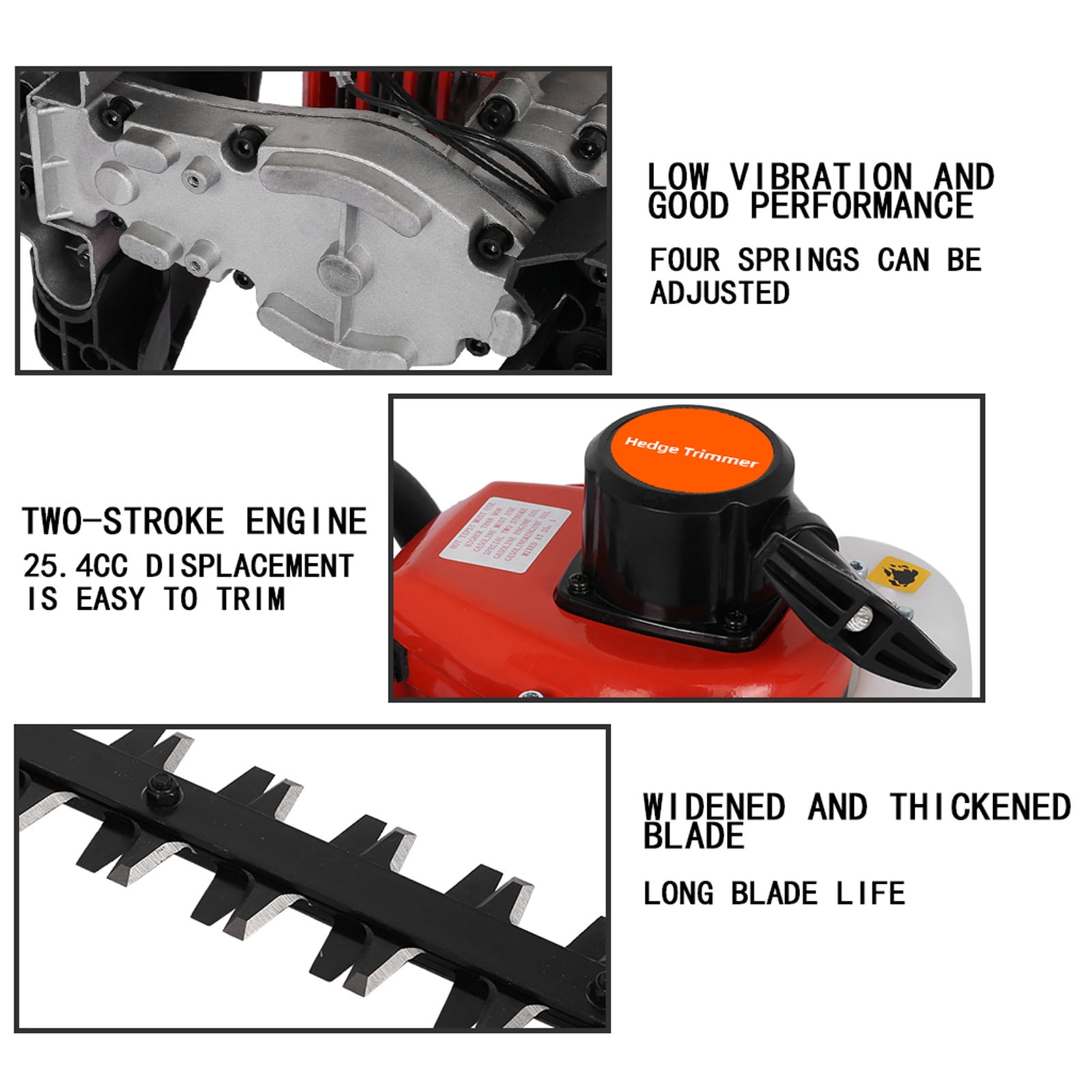 24-Inch Professional Hedge Trimmer - 26cc Fuel-Saving Low-Noise Dual-Blade Gas Brush Cutter