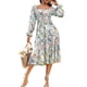 thumbnail image 1 of TRKIYQC Vestido de Mujer, Estampado Floral Cuello Cuadrado Cuello Barco Manga Larga Una Pieza con Cinturón para Primavera Verano TRKIYQC moda, 1 of 7