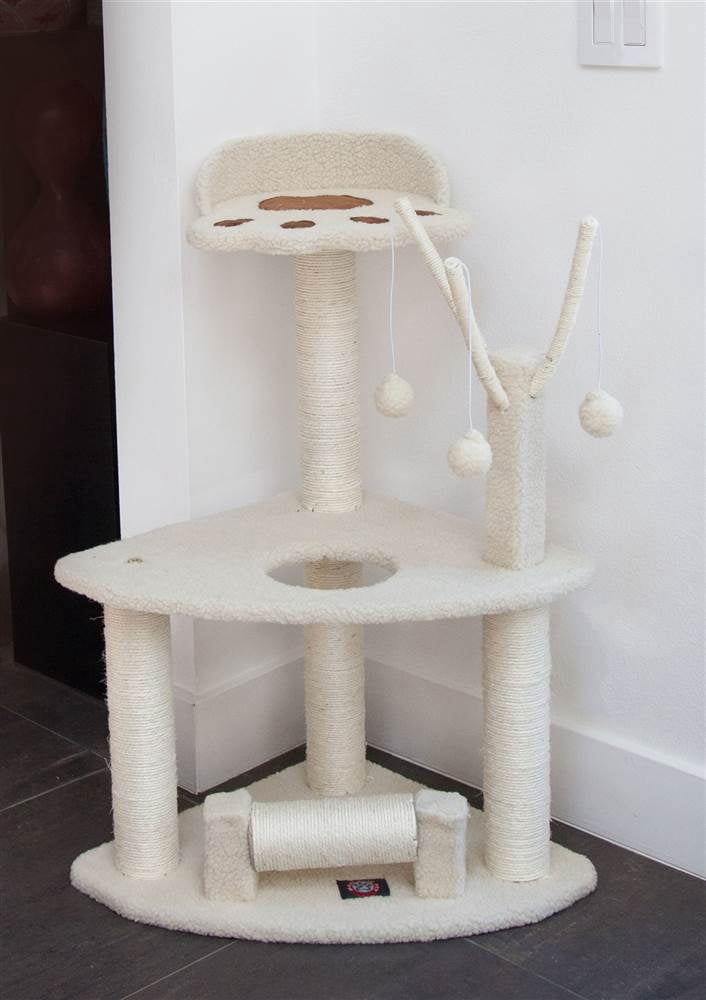 Majestic Pet Products 36 in. Bungalow Sherpa Cat Tree - White