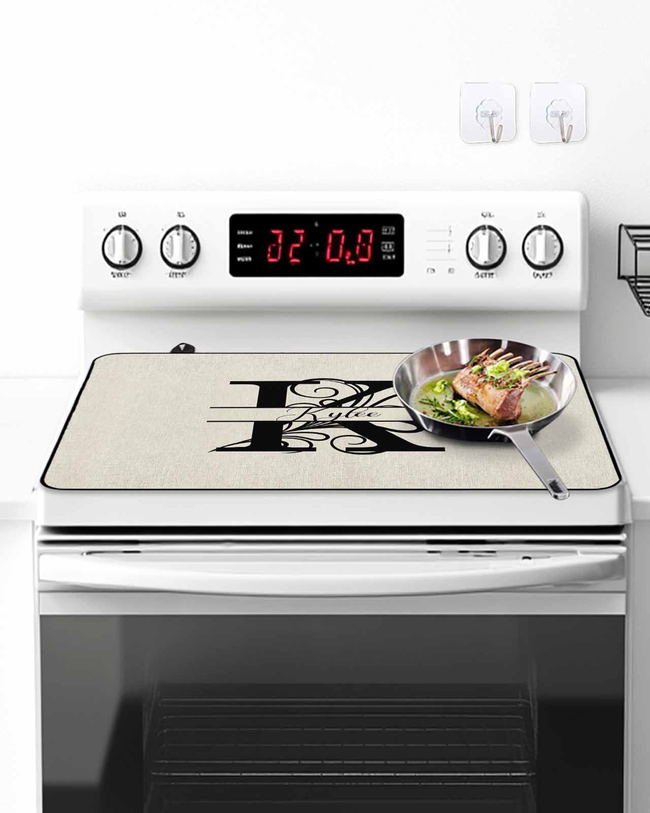 Stove Top Covers for Electric Stove, Letter K Glass Stovetop Cover Protector, Monogram Words Induction Cooktop Protector Oven Mat for Kitchen Countertop 24"x21"