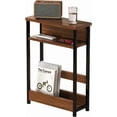 thumbnail image 3 of GarveeHome Narrow Side Table with Storage Shelf, 3-Tier Slim End Table with Magazine Holder, Modern Sofa Thin Tables, Walnut, 3 of 7