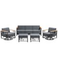 thumbnail image 2 of Unnifurnzi 5 Pieces Patio Furniture Set-Patio Conversation Sets with Swivel Rocking Chairs Patio Couch Set with Outdoor Ottomans for Deck Porch Poolside Balcony-Black/Dark Gray, 2 of 7