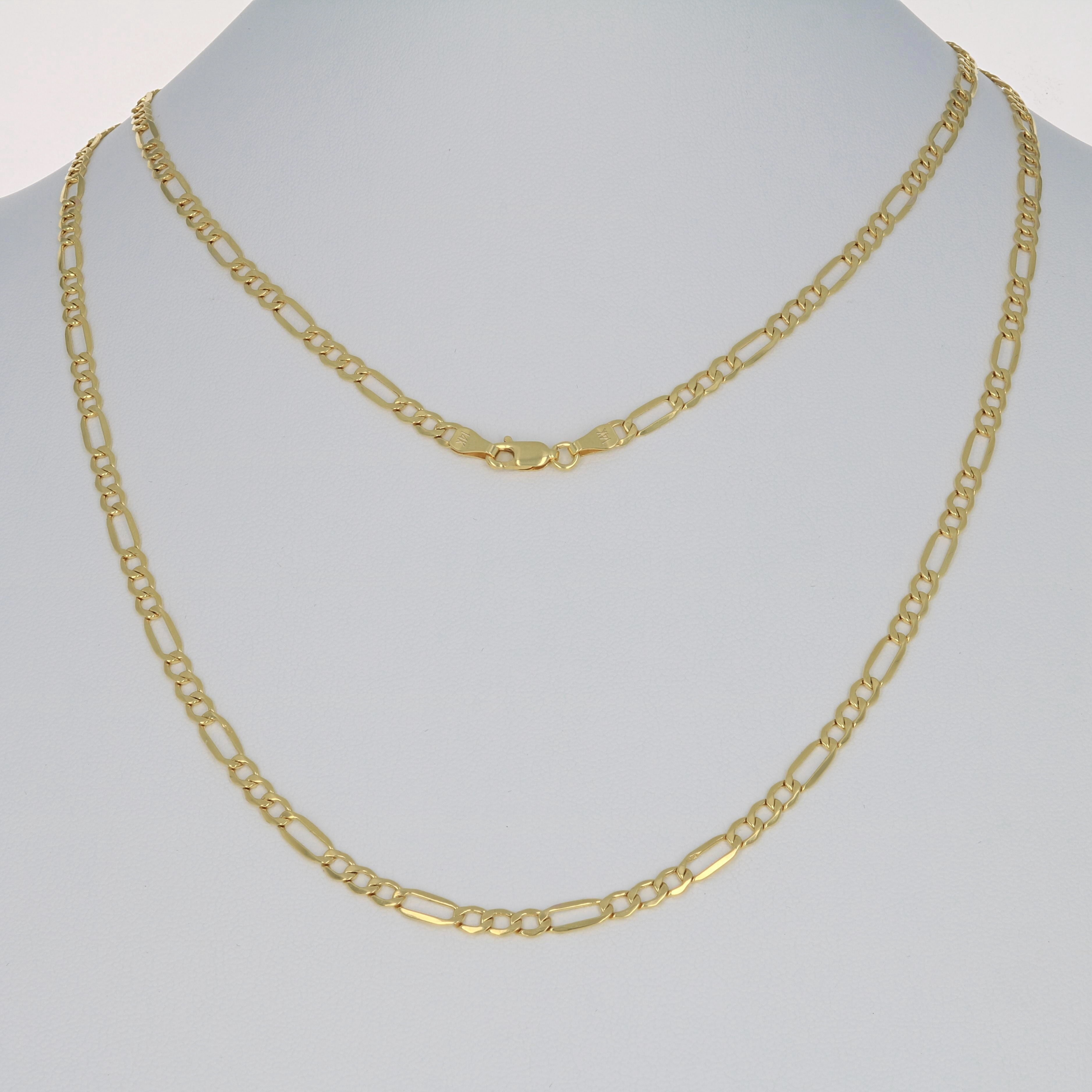 Nuragold 14k Real Yellow Gold Figaro Link 4.5mm Chain Necklace (16"-30") Italian Jewelry for Men & Women
