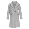 thumbnail image 4 of Herrnalise Jackets For Women And Winter Solid Color Medium Long Cardigan Button Coat Tops Shackets For Women 2024 fall Gray,XXXL, 4 of 6