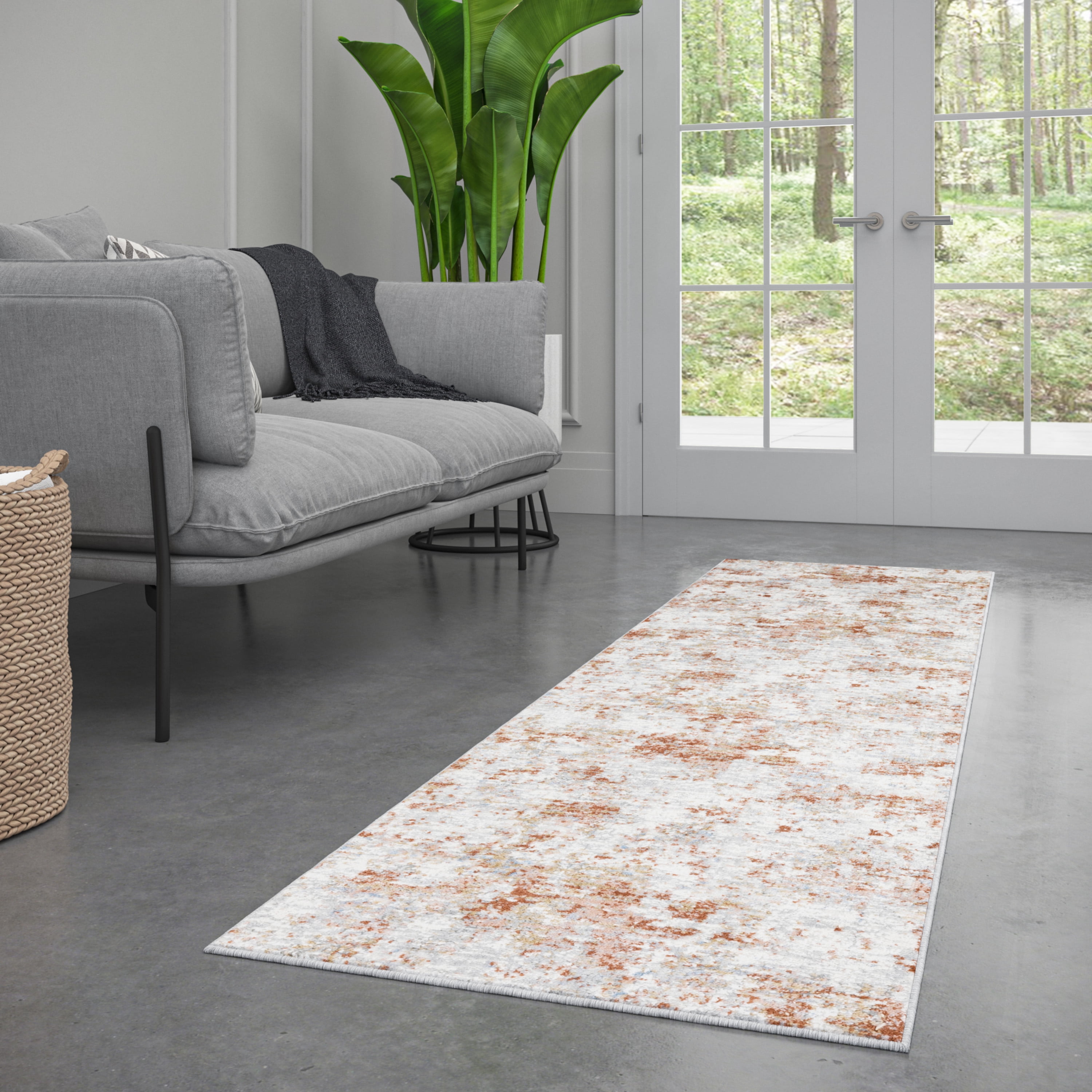 Modern Multi 2x8 Area Runner Abstract Green Carpet Actual 1' 11" x 7' 2" 