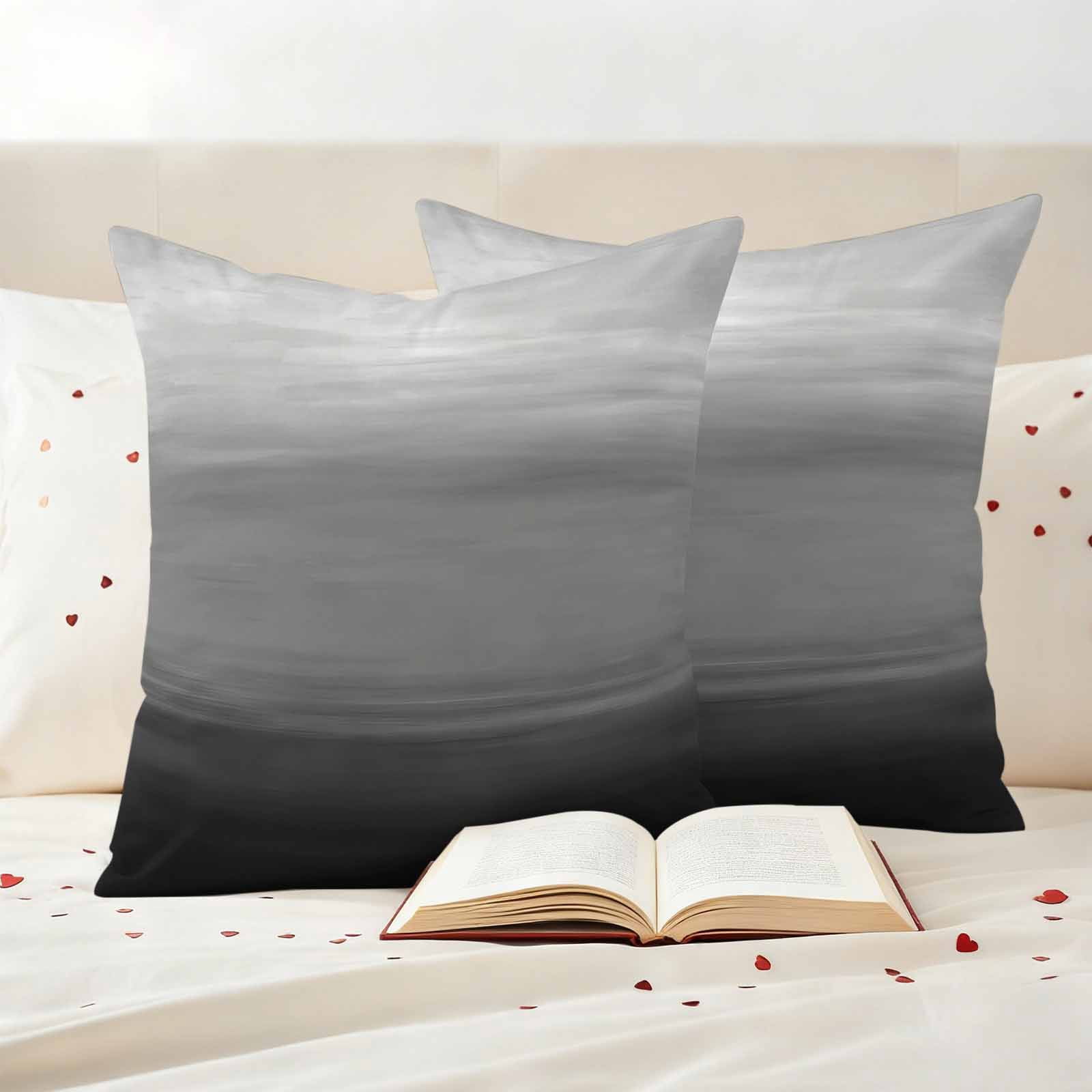 Black Grey Ombre Outdoor Waterproof Pillow Covers, Modern Abstract Art Texture Decorative Square Throw Pillowcase Sofa Cushion Sham for Patio/Couch/Chair, 16"x16" 2 Pack