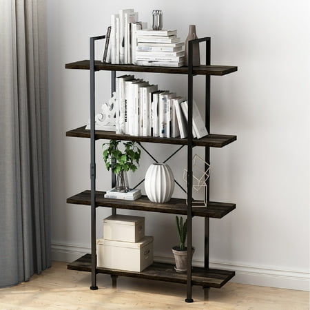 Bookshelf and Bookcase,4-Tier Stable Bookcase, Storage Rack, Standing Shelf, Easy Assembly, Living Room, Bedroom, Office