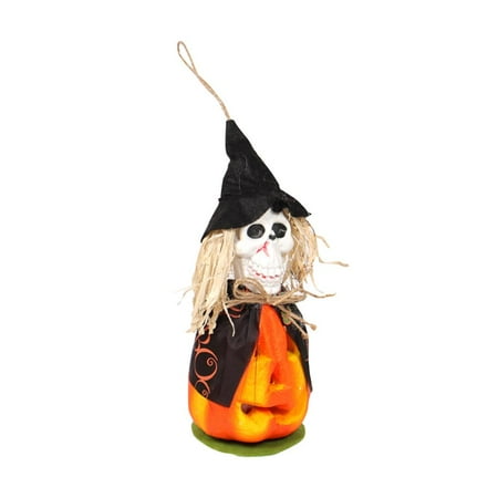 

Witch Skeleton Pendant with Lights Halloween Ornaments Luminous Pendant for Windows Fireplaces Shelves