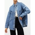 thumbnail image 2 of EMMIOL Women's Y2K Oversized Denim Shirt Jacket Long Sleeve Button Down Distressed Jean Blouse 2026 Spring Trendy Casual Denim Top, 2 of 6