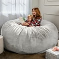 thumbnail image 2 of Jaxx Saxx 6 Foot Giant Bean Bag Chair For Adults - Premium Synthetic Faux Rabbit Fur Black Rabbit, 2 of 5