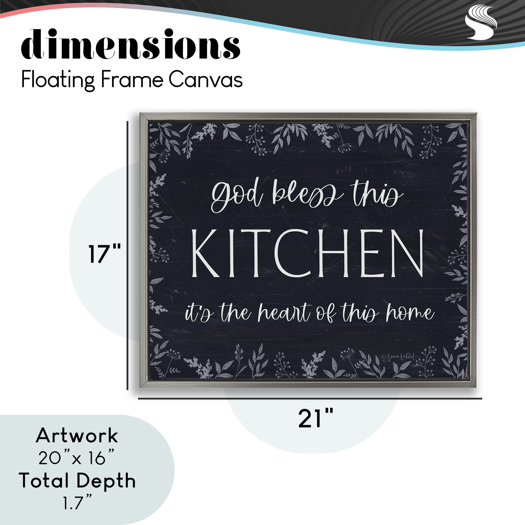 Stupell Industries Kitchen Heart Of This Home Gray Framed Floater Canvas Wall Art, design by Annie LaPoint