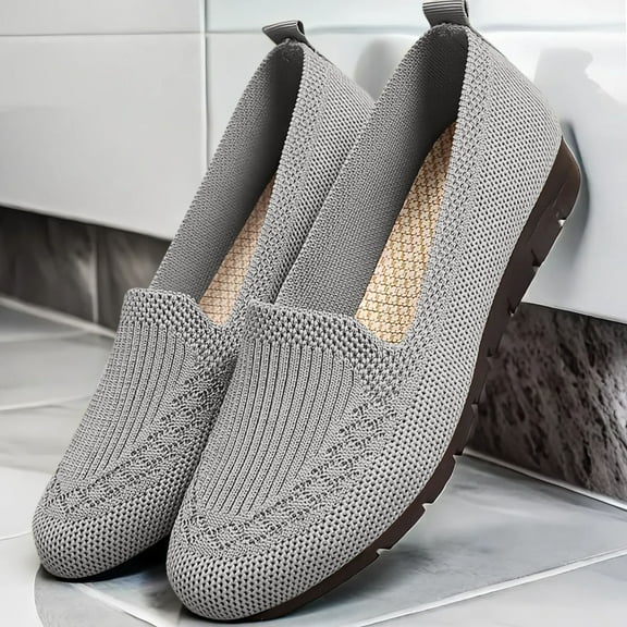 Gamivast Flats Shoes Women Dressy Comfortable Knit Slip on Flats Trendy Breathable Non Slip Cushioned Insole Shoes Daily Casual Office Outfits