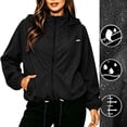 thumbnail image 2 of Lnmiateer Women Lightweight Waterproof Hooded Rain Jacket Zip Up Windbreaker With Pockets Packable Coat For Hiking Travel Outdoor Sports, 2 of 9