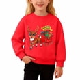 thumbnail image 4 of Girls Sweatshirt Kids Festive Fleece Crew Neck Long Sleeve Pullover Sweatshirt Hoodless Top Red 4-5 Years, 4 of 5