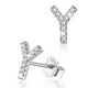 thumbnail image 1 of Pendientes pequeños de plata esterlina Silvora con inicial de circonita cúbica letra Y, 1 of 8