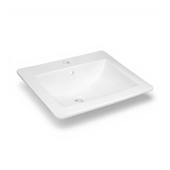 Jack Series 21 in. Rectangular Ceramic Drop-In Bathroom Sink Basin in Glossy White with Single Faucet Hole and Overflow