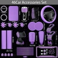 thumbnail image 4 of PRI 46 Pcs Bling Car Accessories Set for Women Leather Steering Wheel Cover Seat Belt Covers Diamond Rings Sticker Rhinestone Cup Holders USB Adapter Flower Air Vent Clip (Purple), 4 of 14