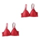 thumbnail image 4 of Minnieouse Sujetador sin aros para mujer, lencería de realce, sujetador de copa de tres esquinas, ropa interior transpirable, Bralette rojo con Rojo S/M 70/75AB 2piezas, 4 of 6