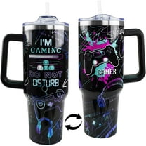Gamer Gifts, 40 Oz Gaming Tumbler with Handle and Straw Gamer Cup Coffee Mug Tumbler for Men, Cool Gaming Accessories Stuff, Unique Valentines Gifts for Gamers Men Boys Gaming Gifts for Men Teen Boys