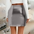 thumbnail image 5 of adviicd Womens Metallic Sexy Shiny Stretchy Short Pencil Party Skirt Grey, L, 5 of 8