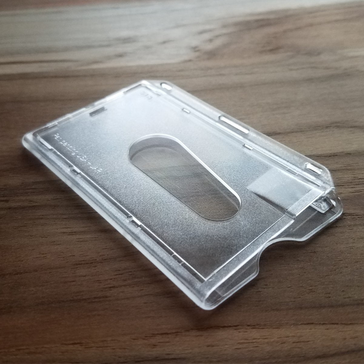 Bulk 50 Pack - Slim Heavy Duty Horizontal ID Badge Holders - Hard Plastic (Holds 1 Card) Clear Polycarbonate - Single CR80 30 Mil - Rigid Case Easy Access with Thumb Notch Dispenser by Specialist ID