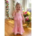 thumbnail image 5 of Loicainy Toddler Kids Girls Strappy Top Flare Pants Clothes Set 6 12 18 24 Months 2T 3T 4T 5T Tie-up Sleeveless Camisole with Pants Solid Summer Outfit, 5 of 9