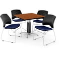 thumbnail image 2 of OFM Core Collection Breakroom Bundle, 36" Square Metal Mesh Base Multi-purpose Table in Cherry, 4 Stars Stacking Chairs in Coral Pink (PKG-BRK-017-0008), 2 of 5