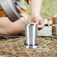 thumbnail image 4 of Portable Outdoor Travel Folding Foldable Cup Telescopic Mug Portable Stainless Steel Foldable Water Cup Outdoors 250ML, 4 of 8
