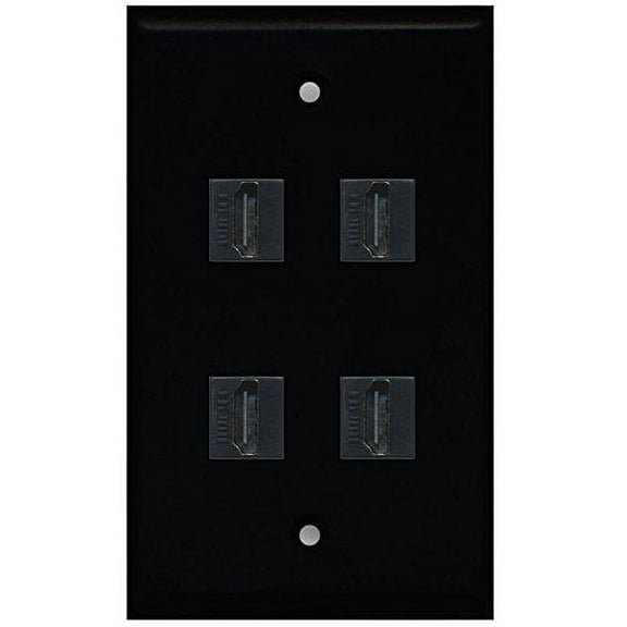 RiteAV (1 Gang Flat 4 HDMI Black Wall Plate Black