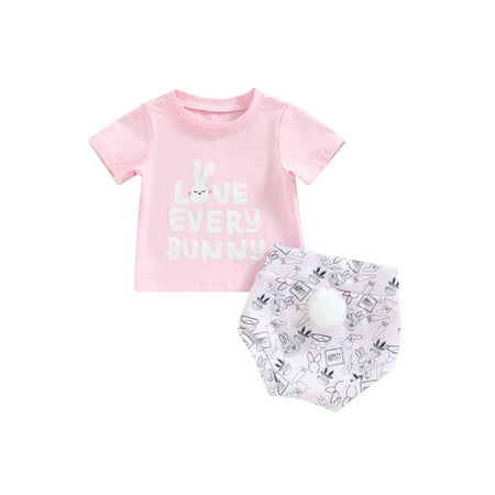 

Infant Baby Girl Summer Outfits Short Sleeve T-Shirt Romper Tops+Shorts Set Outfits