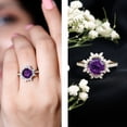 thumbnail image 3 of Rosec Jewels - Natural Amethyst Ring with Moissanite - AAA Quality Certified Amethyst Cocktail Ring - Ready to Gift for Women, 14K Yellow Gold, US 7.50, 3 of 8