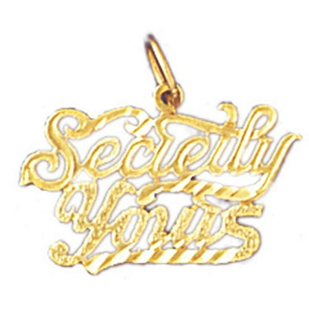 14K Yellow Gold Secretly Yours Saying Pendant - 17 mm