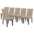 thumbnail image 2 of BizChair Set of 6 HERCULES Series Beige LeatherSoft Parsons Chairs with Rolled Back, Accent Nail Trim and Walnut Finish, 2 of 14