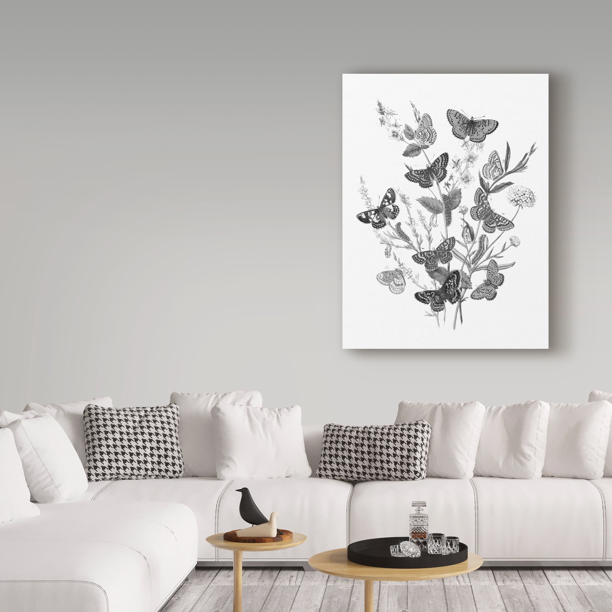 Trademark Fine Art 'Butterfly Bouquet I Linen BW I' Canvas Art by Wild Apple Portfolio