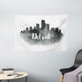 thumbnail image 1 of Detroit Decor Tapestry, Smoky City Skyline with Brushstrokes Hand Written Letters Buildings, Wall Hanging for Bedroom Living Room Dorm Decor, 60W X 40L Inches, Black Silver White, by Ambesonne, 1 of 2