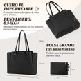thumbnail image 4 of RAINSMORE Bolsas para Laptop de Mujer 15.6 Pulgadas Maletin Portafolios de Piel Bolso Tote Grande para Port&aacute;til Para Trabajo Universidad Oficina, Negra, 4 of 7